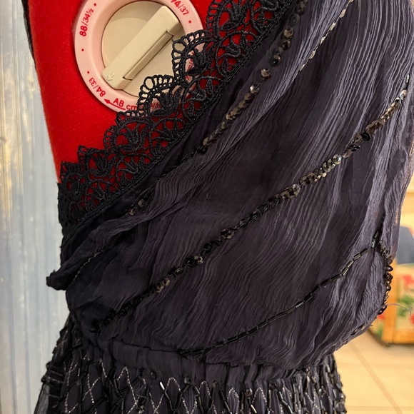 Free people navy blue beaded dress. EUC size small - Picture 6 of 9